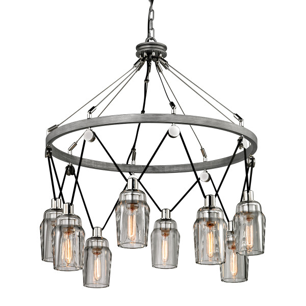 Troy Lighting - F5998-GRA/PN - Eight Light Chandelier - Citizen - Graphite And Polished Nickel