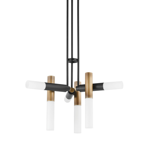 Troy Lighting - F8634-PBR/SBK - Six Light Chandelier - Koa - Patina Brass