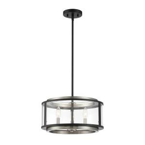 Eurofase - 38274-015 - Three Light Convertible Pendant - Tambouro - Matte Black With Satin Nickel