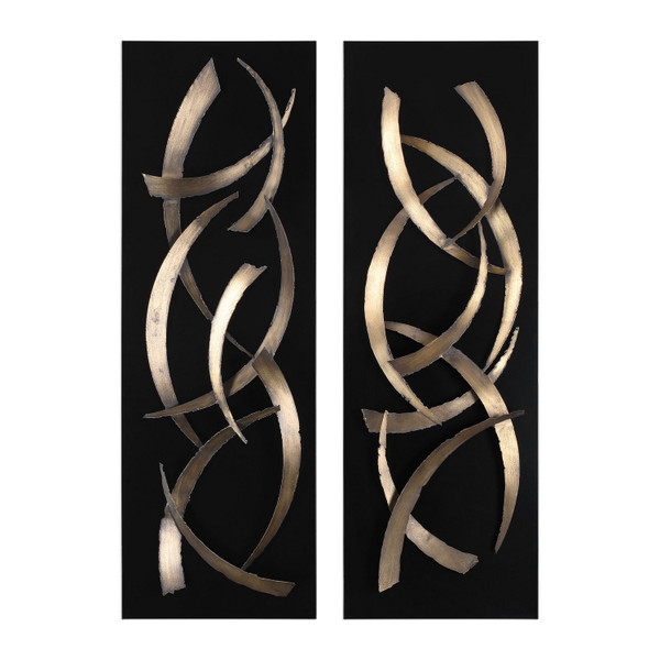 Uttermost - 04139 - Wall Art S/2 - Brushstrokes - Brushed Gold