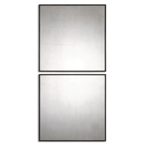 Uttermost - 13932 - Mirror Set Of 2 - Matty Squares - Aged Black w/Red