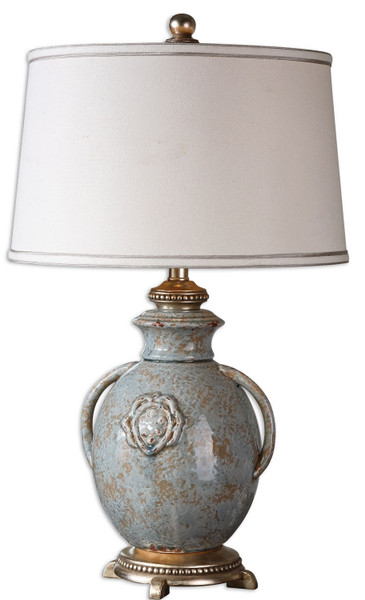 Uttermost - 26483 - One Light Table Lamp - Cancello - Light Blue Rust Tan and Silver Leaf
