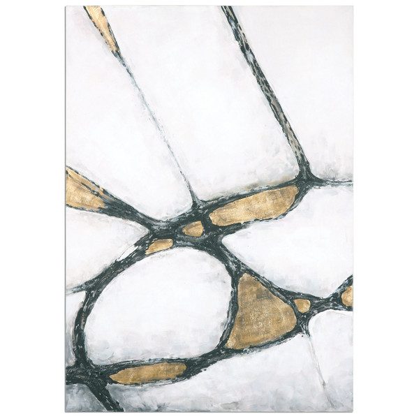Uttermost - 34352 - Wall Art - Abstract In Gold And Black - Hand Painted Canvas