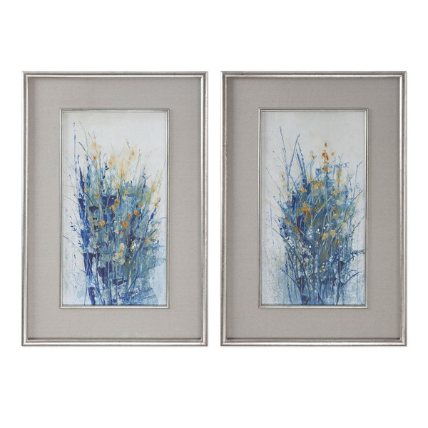 Uttermost - 41558 - Wall Art - Indigo Florals - Gray Linen