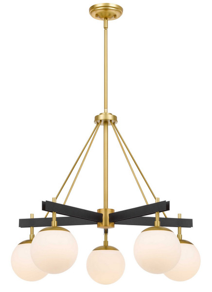 Varaluz - 352C05BLSB - Five Light Chandelier - Allie - Black/Satin Brass