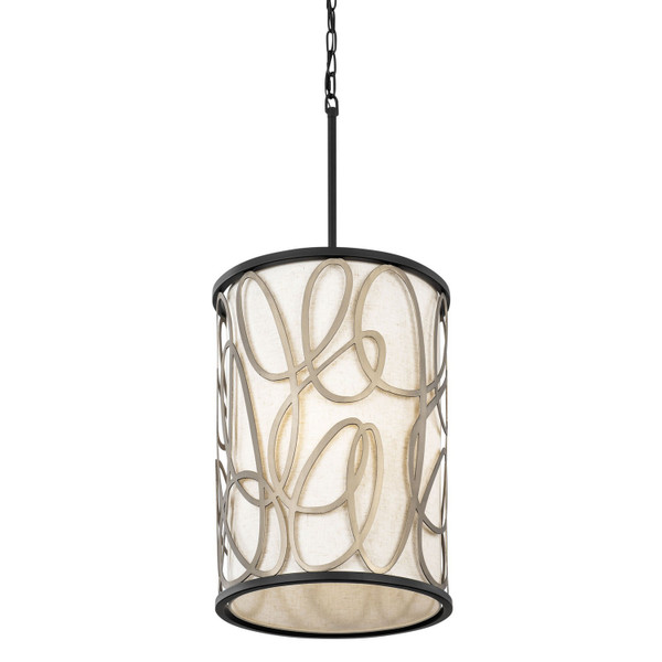 Varaluz - 381F06MBAR - Six Light Foyer Pendant - Scribble - Matte Black/Artifact