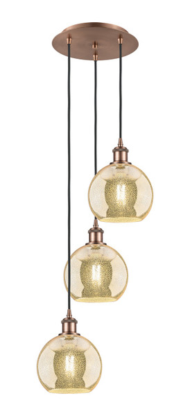 Innovations - 113B-3P-AC-G128-8 - Three Light Pendant - Ballston - Antique Copper
