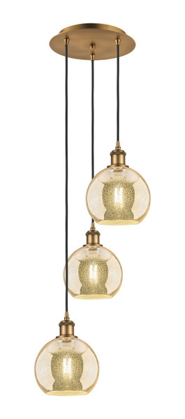 Innovations - 113B-3P-BB-G128-8 - Three Light Pendant - Ballston - Brushed Brass