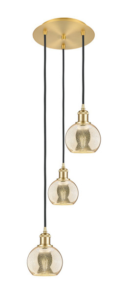 Innovations - 113B-3P-SG-G128-6 - Three Light Pendant - Ballston - Satin Gold