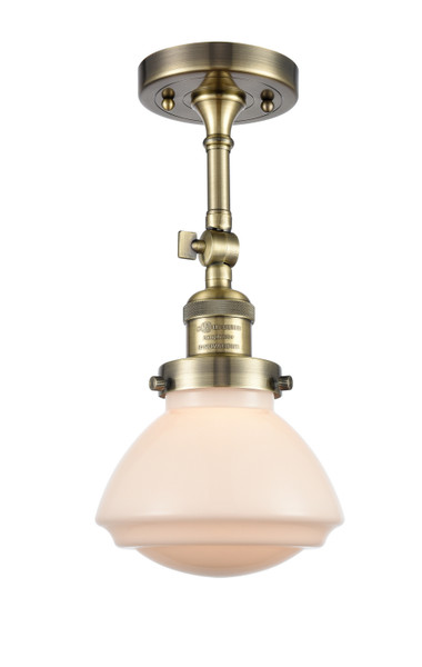 manufacturer_finish:Antique Brass|manufacturer_glass:Matte White Olean|light_output:245.00lm|color_temperature:2100K|cri:98
