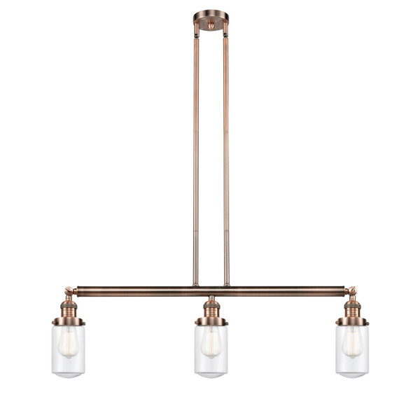 Innovations - 213-AC-G312 - Three Light Island Pendant - Franklin Restoration - Antique Copper