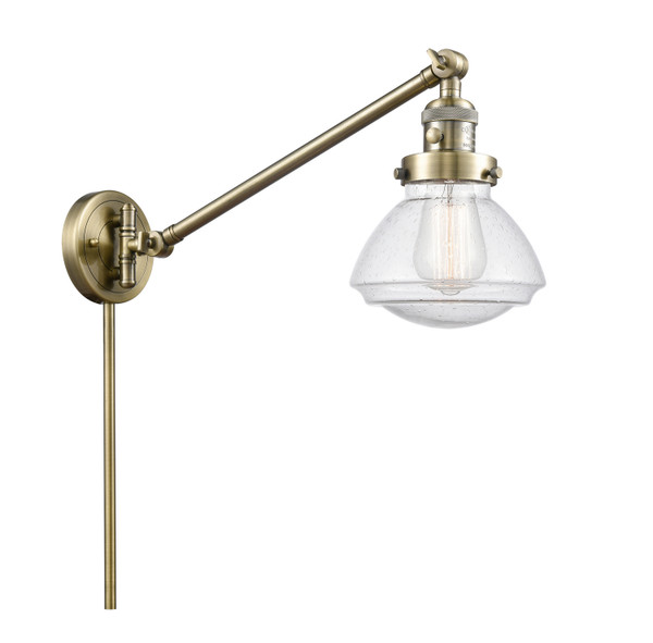 manufacturer_finish:Antique Brass|manufacturer_glass:Seedy Olean|light_output:245.00lm|color_temperature:2100K|cri:98