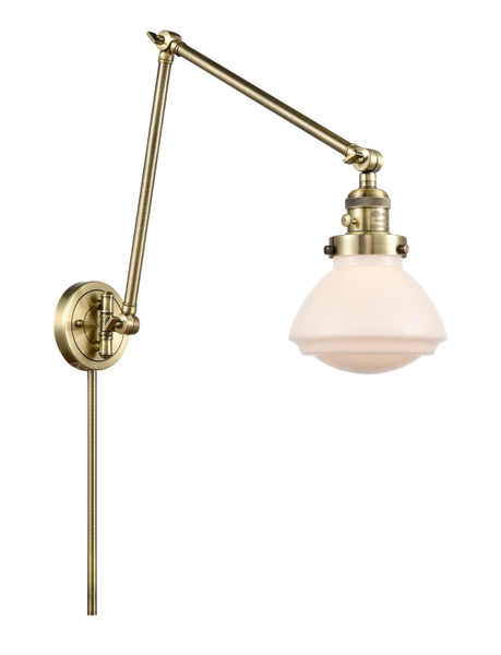 manufacturer_finish:Antique Brass|manufacturer_glass:Matte White Olean|light_output:Unspecified|color_temperature:Unspecified|cri:Unspecified