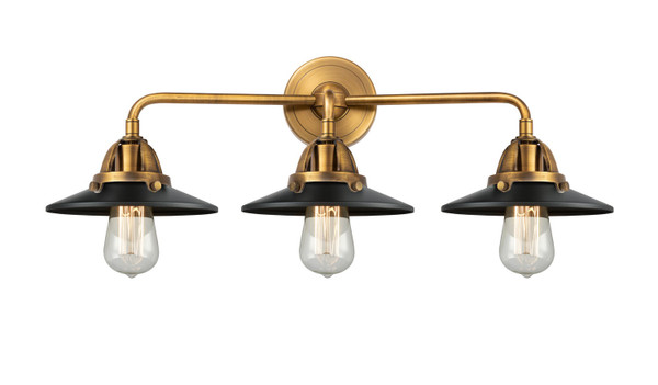 Innovations - 288-3W-BB-M6-BK - Three Light Bath Vanity - Nouveau 2 - Brushed Brass