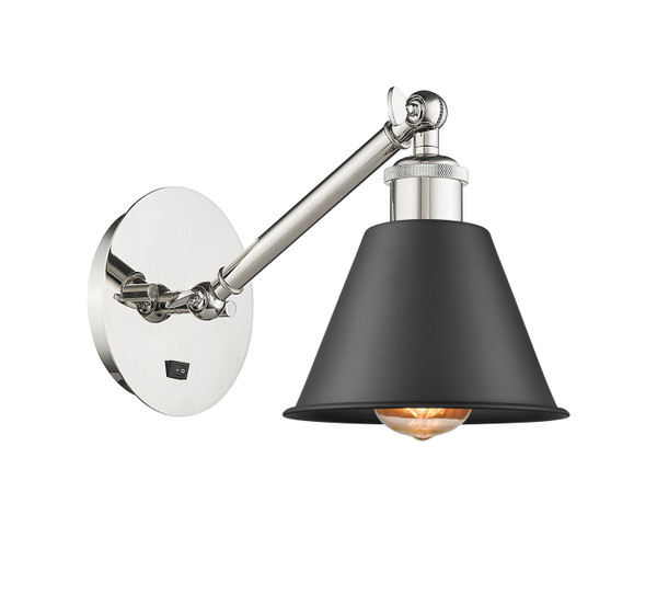 Innovations - 317-1W-PN-M8-BK - One Light Wall Sconce - Ballston - Polished Nickel