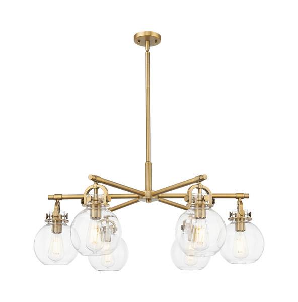 Innovations - 410-6CR-BB-G410-7CL - Six Light Chandelier - Downtown Urban - Brushed Brass