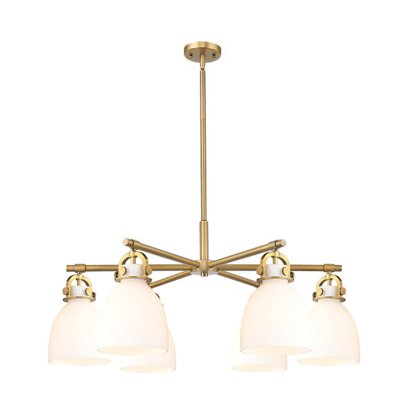 Innovations - 410-6CR-BB-G412-7WH - Six Light Chandelier - Downtown Urban - Brushed Brass