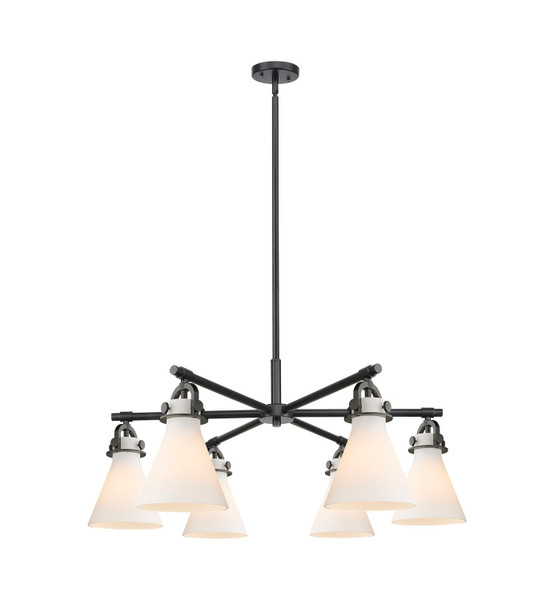 Innovations - 410-6CR-BK-G411-7WH - Six Light Chandelier - Downtown Urban - Matte Black