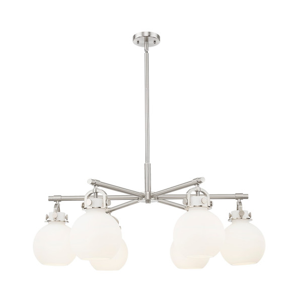 Innovations - 410-6CR-SN-G410-7WH - Six Light Chandelier - Downtown Urban - Satin Nickel