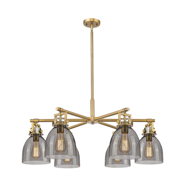 Innovations - 411-6CR-BB-G412-7SM - Six Light Chandelier - Downtown Urban - Brushed Brass