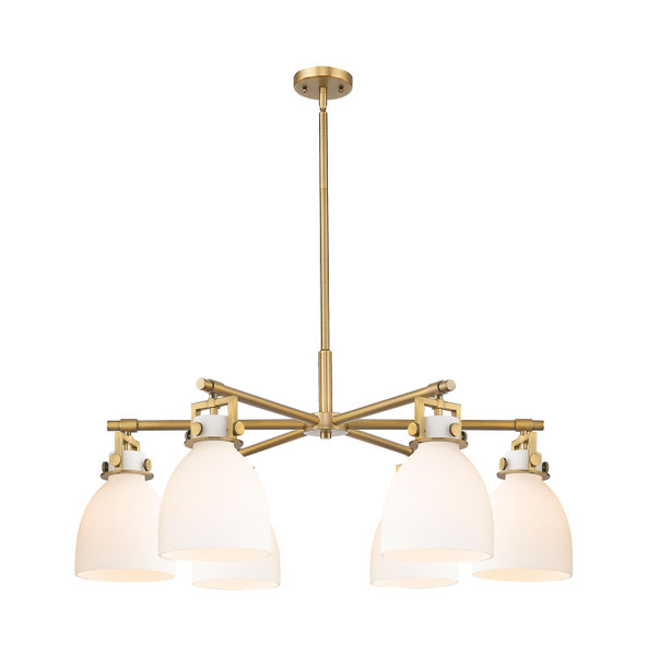 Innovations - 411-6CR-BB-G412-7WH - Six Light Chandelier - Downtown Urban - Brushed Brass