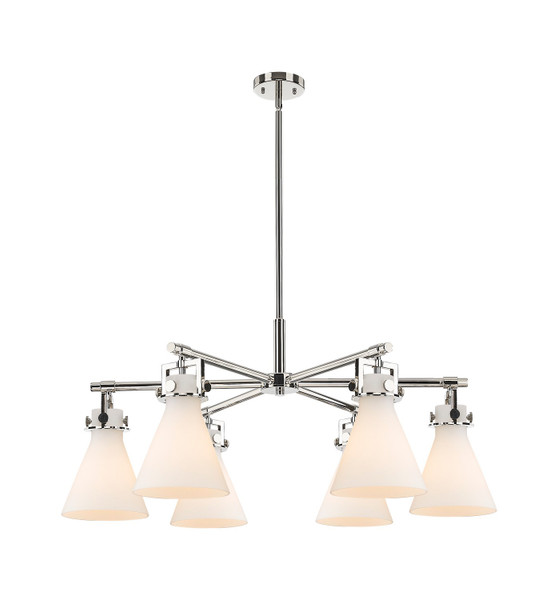 Innovations - 411-6CR-PN-G410-7WH - Six Light Chandelier - Downtown Urban - Polished Nickel
