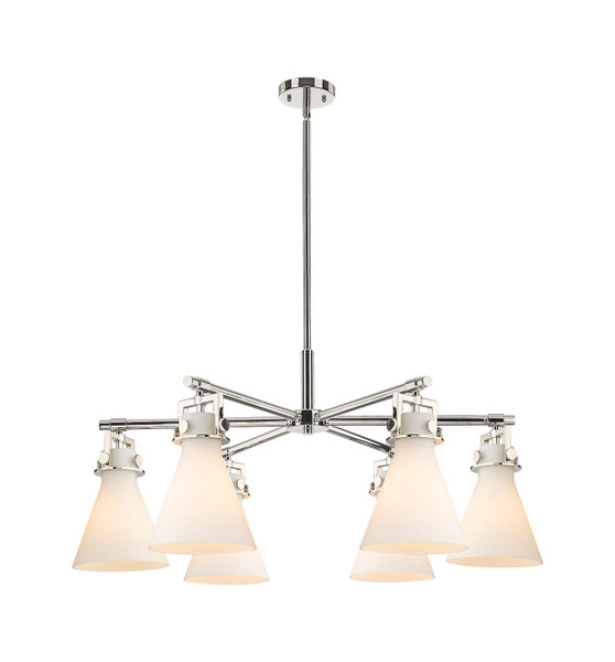 Innovations - 411-6CR-PN-G411-7WH - Six Light Chandelier - Downtown Urban - Polished Nickel