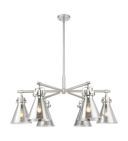 Innovations - 411-6CR-SN-G411-7SM - Six Light Chandelier - Downtown Urban - Satin Nickel