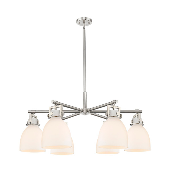 Innovations - 411-6CR-SN-G412-7WH - Six Light Chandelier - Downtown Urban - Satin Nickel