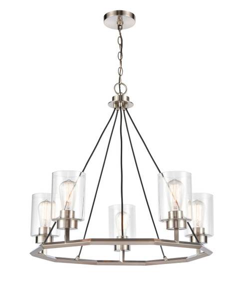 Innovations - 441-5CH-BSN-CL-LED - Five Light Chandelier - Black Satin Nickel