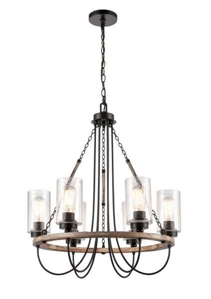 Innovations - 442-6CR-BK-SDY - Six Light Chandelier - Downtown Urban - Matte Black