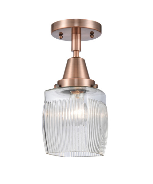 Innovations - 447-1C-AC-G302 - One Light Flush Mount - Caden - Antique Copper