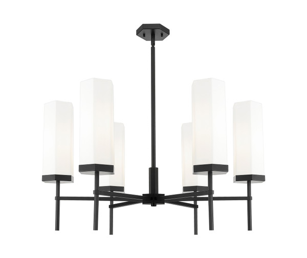 Innovations - 463-6CR-BK-G463-12WH - Six Light Chandelier - Downtown Urban - Matte Black