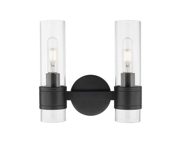 Innovations - 467-2W-BK-G467-CL - Two Light Bath Vanity - Downtown Urban - Matte Black