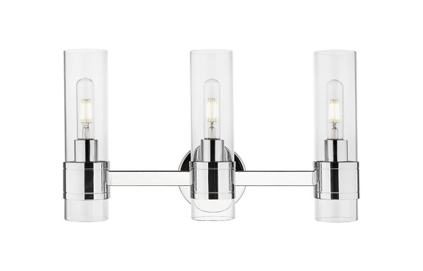 Innovations - 467-3W-PC-G467-CL - Three Light Bath Vanity - Downtown Urban - Polished Chrome