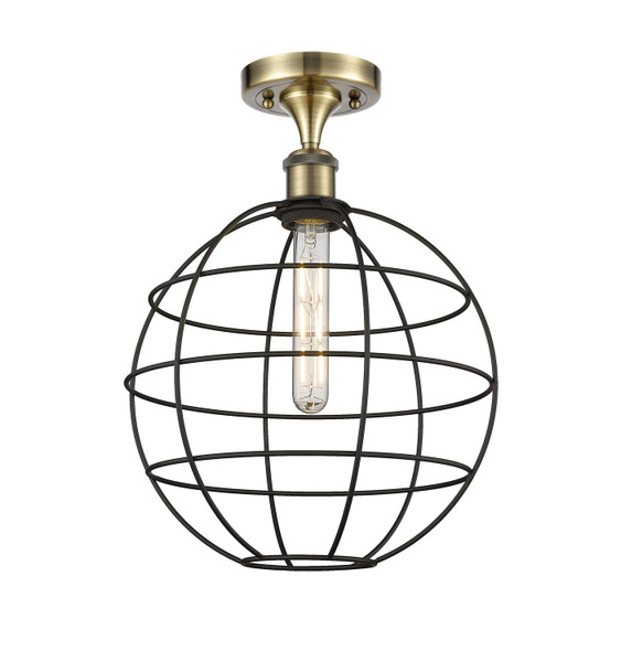 Innovations - 516-1C-AB-CE-12-BK - LED Semi-Flush Mount - Ballston - Antique Brass