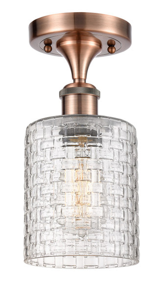 manufacturer_finish:Antique Copper|manufacturer_glass:Clear Basket Weave Cobbleskill|light_output:220.00lm|color_temperature:2200K|cri:99