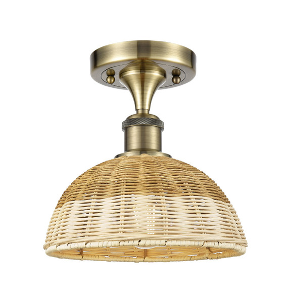 Innovations - 516-1C-AB-NBD2-9-NAT - One Light Semi-Flush Mount - Ballston - Antique Brass