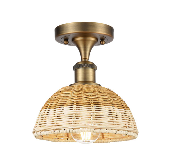 Innovations - 516-1C-BB-NBD2-75-NAT - One Light Semi-Flush Mount - Ballston - Brushed Brass