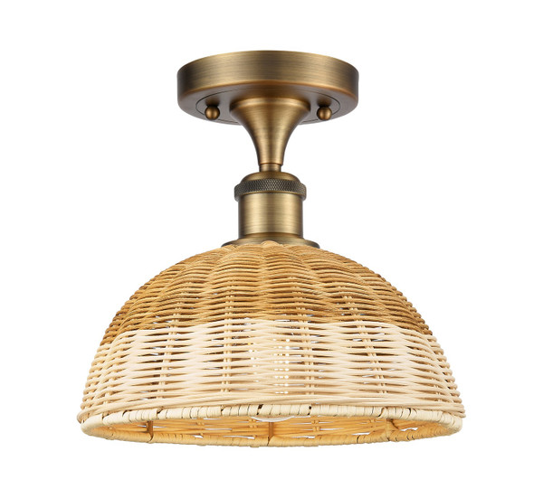 Innovations - 516-1C-BB-NBD2-9-NAT - One Light Semi-Flush Mount - Ballston - Brushed Brass