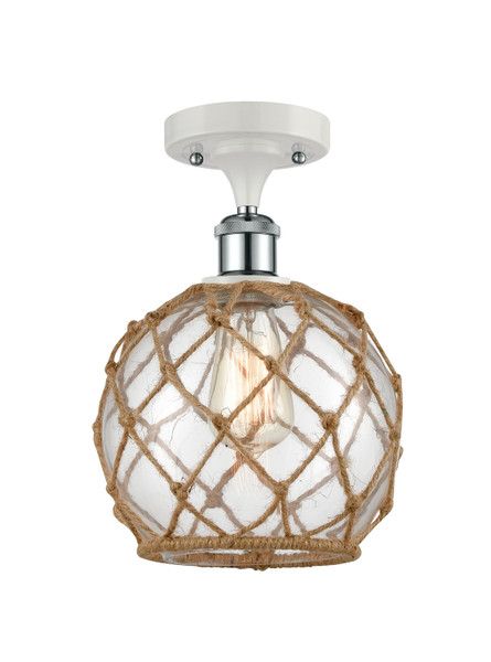 Innovations - 516-1C-WPC-G122-8RB - One Light Semi-Flush Mount - Ballston - White Polished Chrome