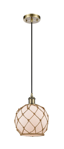 manufacturer_finish:Antique Brass|manufacturer_glass:White Glass with Brown Rope|light_output:220.00lm|color_temperature:2200K|cri:99