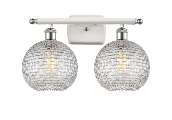 Innovations - 516-2W-WPC-G122C-8CL - Two Light Bath Vanity - Ballston - White Polished Chrome