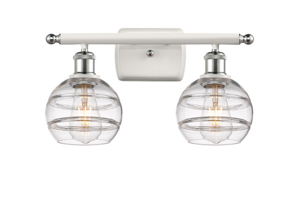 Innovations - 516-2W-WPC-G556-6CL - Two Light Bath Vanity - Ballston - White Polished Chrome