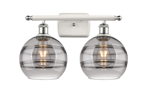 Innovations - 516-2W-WPC-G556-8SM - Two Light Bath Vanity - Ballston - White Polished Chrome