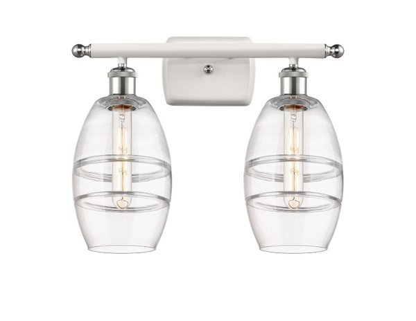 Innovations - 516-2W-WPC-G557-6CL - Two Light Bath Vanity - Ballston - White Polished Chrome
