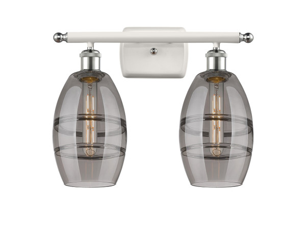 Innovations - 516-2W-WPC-G557-6SM - Two Light Bath Vanity - Ballston - White Polished Chrome