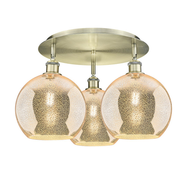 Innovations - 516-3C-AB-G128-10 - Three Light Semi-Flush Mount - Ballston - Antique Brass