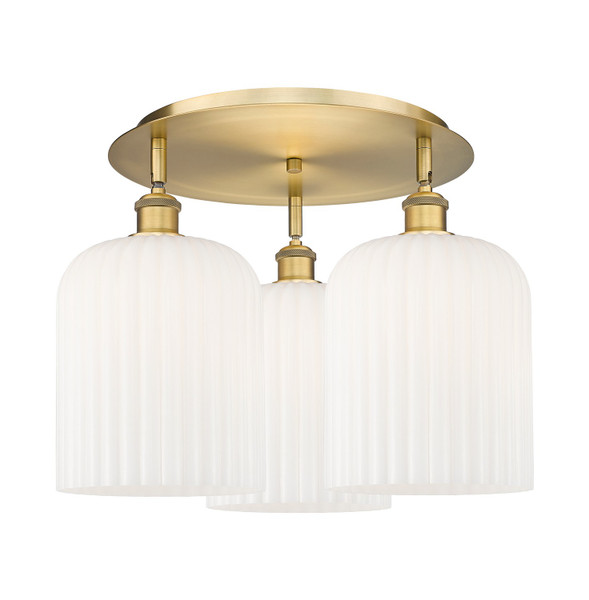 Innovations - 516-3C-BB-G559-8GWH - Three Light Semi-Flush Mount - Ballston - Brushed Brass