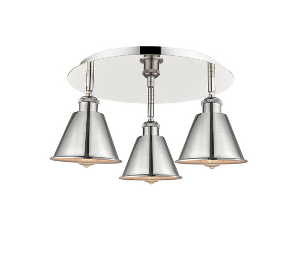 Innovations - 516-3C-PN-M8-PN - Three Light Semi-Flush Mount - Ballston - Polished Nickel